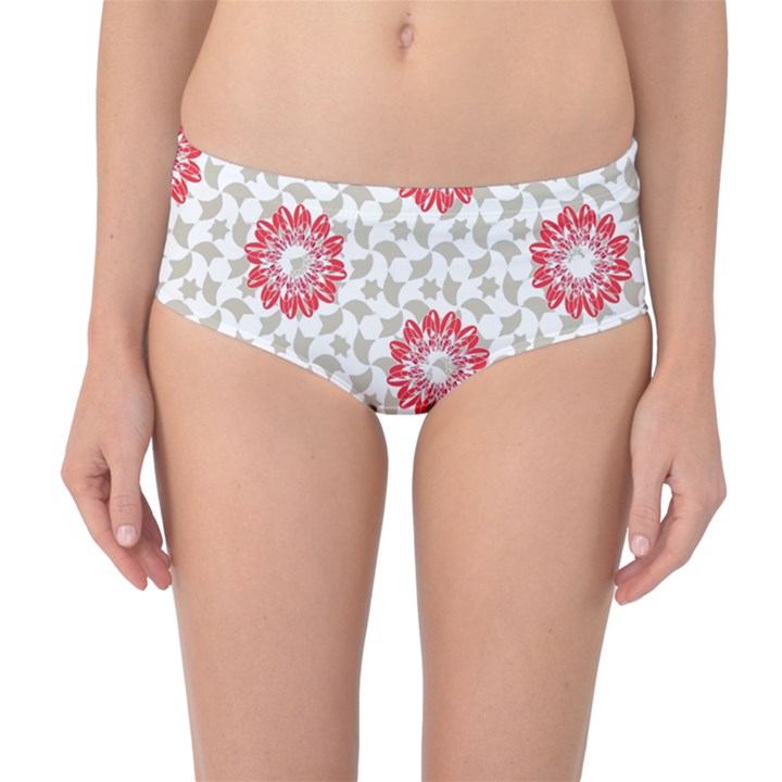 Stamping Pattern Fashion Background Mid-Waist Bikini Bottoms