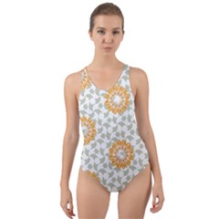 Stamping Pattern Fashion Background Cut-out Back One Piece Swimsuit