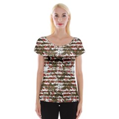 Grunge Textured Abstract Pattern Cap Sleeve Tops by dflcprints