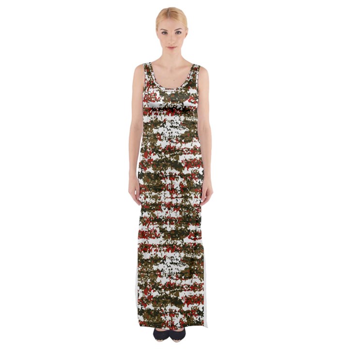 Grunge Textured Abstract Pattern Maxi Thigh Split Dress