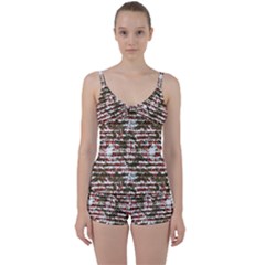 Grunge Textured Abstract Pattern Tie Front Two Piece Tankini by dflcprints