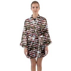 Grunge Textured Abstract Pattern Long Sleeve Kimono Robe by dflcprints