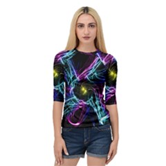 Abstract Art Color Design Lines Quarter Sleeve Raglan Tee