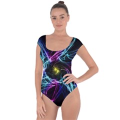 Abstract Art Color Design Lines Short Sleeve Leotard  by Celenk