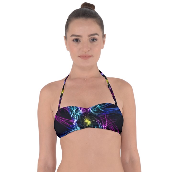 Abstract Art Color Design Lines Halter Bandeau Bikini Top