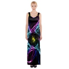 Abstract Art Color Design Lines Maxi Thigh Split Dress by Celenk