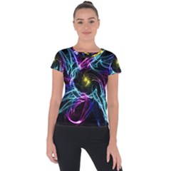 Abstract Art Color Design Lines Short Sleeve Sports Top  by Celenk