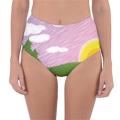 Pine Trees Sunrise Sunset Reversible High-waist Bikini Bottoms by Celenk