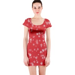 Template Winter Christmas Xmas Short Sleeve Bodycon Dress by Celenk