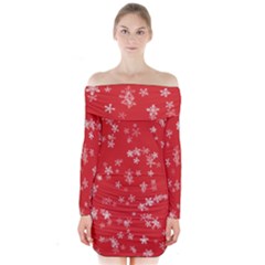 Template Winter Christmas Xmas Long Sleeve Off Shoulder Dress by Celenk