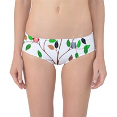 Tree Root Leaves Owls Green Brown Classic Bikini Bottoms by Celenk