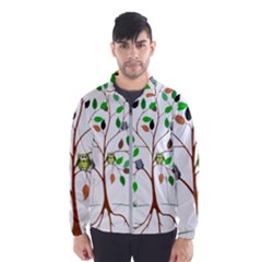 Tree Root Leaves Owls Green Brown Wind Breaker (men) by Celenk