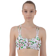 Tree Root Leaves Owls Green Brown Line Them Up Sports Bra by Celenk