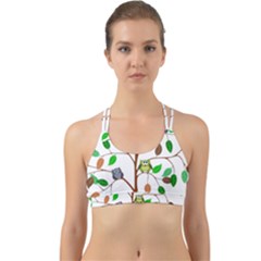 Tree Root Leaves Owls Green Brown Back Web Sports Bra by Celenk