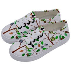 Tree Root Leaves Owls Green Brown Kids  Classic Low Top Sneakers