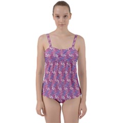 Pattern Abstract Squiggles Gliftex Twist Front Tankini Set by Celenk