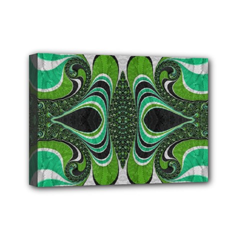 Fractal Art Green Pattern Design Mini Canvas 7  X 5  by Celenk