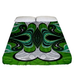 Fractal Art Green Pattern Design Fitted Sheet (california King Size) by Celenk