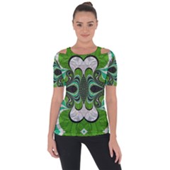 Fractal Art Green Pattern Design Short Sleeve Top