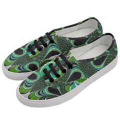 Fractal Art Green Pattern Design Women s Classic Low Top Sneakers