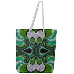 Fractal Art Green Pattern Design Full Print Rope Handle Tote (large)