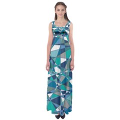 Abstract Background Blue Teal Empire Waist Maxi Dress