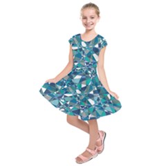 Abstract Background Blue Teal Kids  Short Sleeve Dress by Celenk