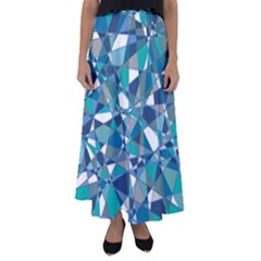 Abstract Background Blue Teal Flared Maxi Skirt