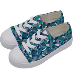 Abstract Background Blue Teal Kids  Low Top Canvas Sneakers