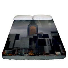 Tornado Storm Lightning Skyline Fitted Sheet (queen Size) by Celenk