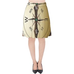 Compass North South East Wes Velvet High Waist Skirt by Celenk