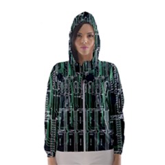 Printed Circuit Board Circuits Hooded Wind Breaker (women) by Celenk