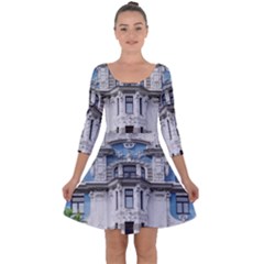 Squad Latvia Architecture Quarter Sleeve Skater Dress