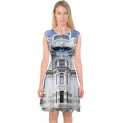 Squad Latvia Architecture Capsleeve Midi Dress by Celenk