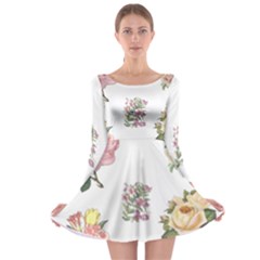 Rose Flowers Campanula Bellflower Long Sleeve Skater Dress by Celenk