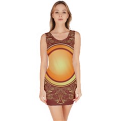 Badge Gilding Sun Red Oriental Bodycon Dress by Celenk