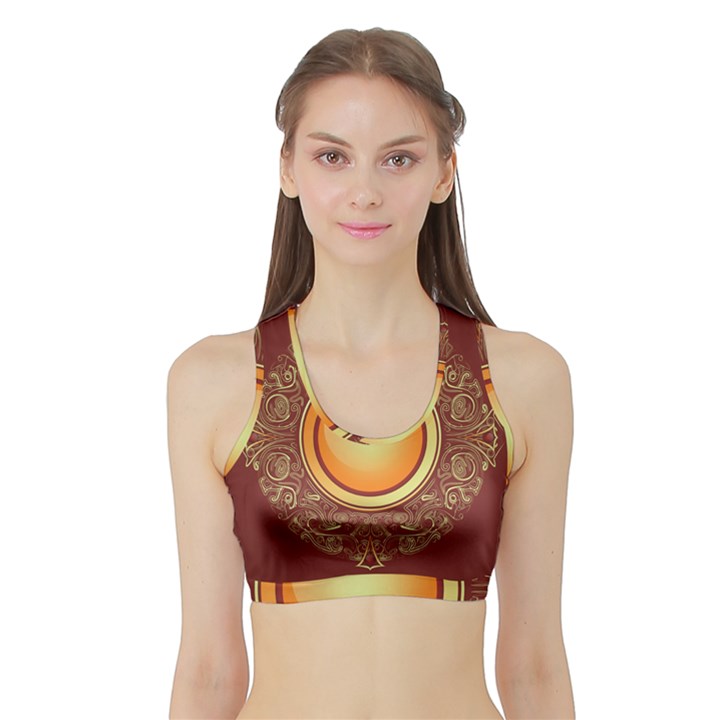 Badge Gilding Sun Red Oriental Sports Bra with Border