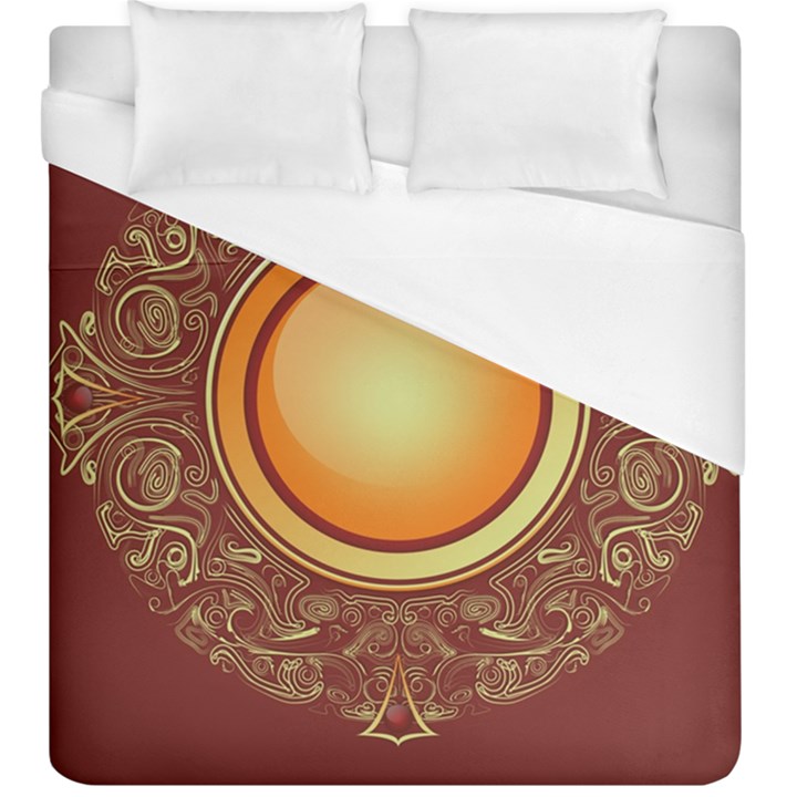 Badge Gilding Sun Red Oriental Duvet Cover (King Size)