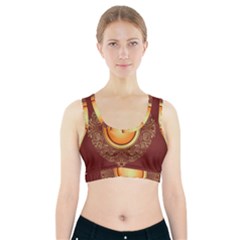 Badge Gilding Sun Red Oriental Sports Bra With Pocket by Celenk