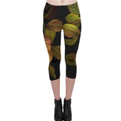 Autumn Leaves Foliage Capri Leggings  by Celenk