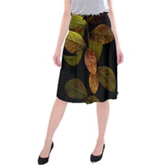 Autumn Leaves Foliage Midi Beach Skirt by Celenk