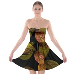 Autumn Leaves Foliage Strapless Bra Top Dress by Celenk