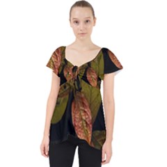 Autumn Leaves Foliage Lace Front Dolly Top by Celenk