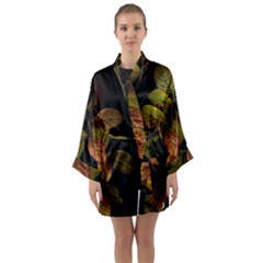 Autumn Leaves Foliage Long Sleeve Kimono Robe