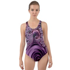 Abstract Art Fractal Cut-out Back One Piece Swimsuit