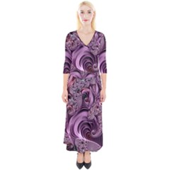 Abstract Art Fractal Quarter Sleeve Wrap Maxi Dress