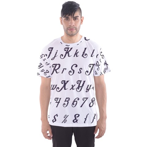 Font Lettering Alphabet Writing Men s Sports Mesh Tee by Celenk