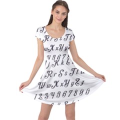 Font Lettering Alphabet Writing Cap Sleeve Dress by Celenk