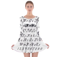 Font Lettering Alphabet Writing Long Sleeve Skater Dress by Celenk