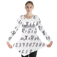 Font Lettering Alphabet Writing Long Sleeve Tunic  by Celenk